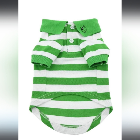 GREEN STRIPED POLO DOG SHIRT - Picture 2 of 6